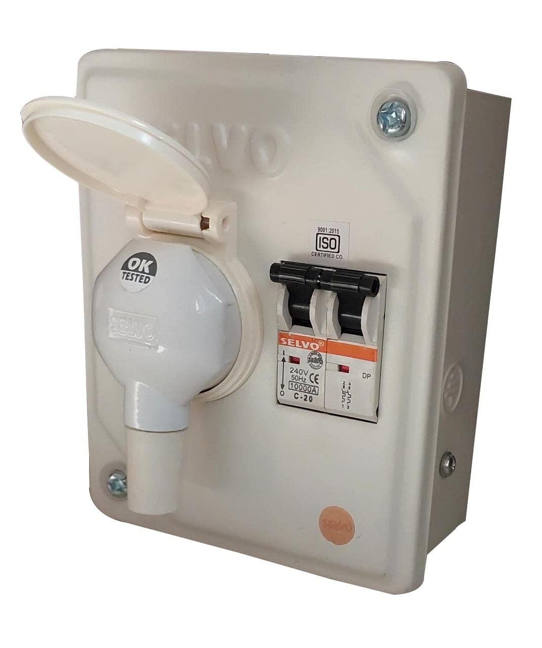 SELVO 20 Amps SPN Distribution Board with Two Pin Metal Clad Industrial Plug and Socket
